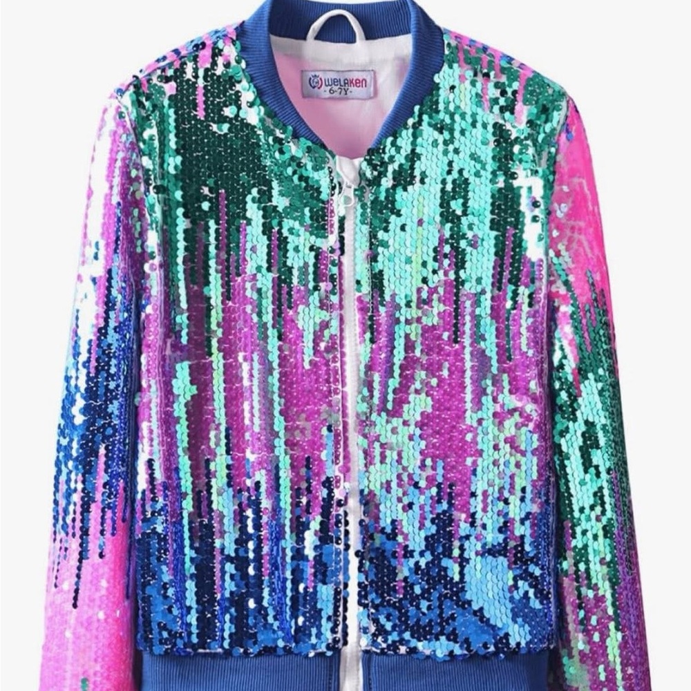 Colorful kids Sequin Bomber Jacket